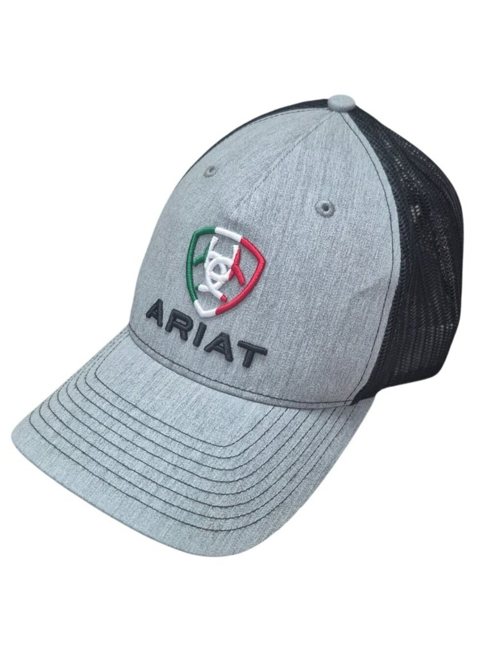 Ariat Snapback Trucker Hat Gray with Italian Flag Logo Adult One Size